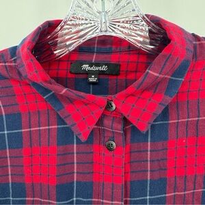 Madewell Red and Navy Plaid Button-Up Shirt